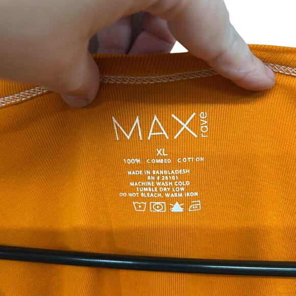 Y2K Orange Henley Top Coquette XL 3/4 Sleeve V Neck Layering Minimalist Cozy - Picture 5 of 5